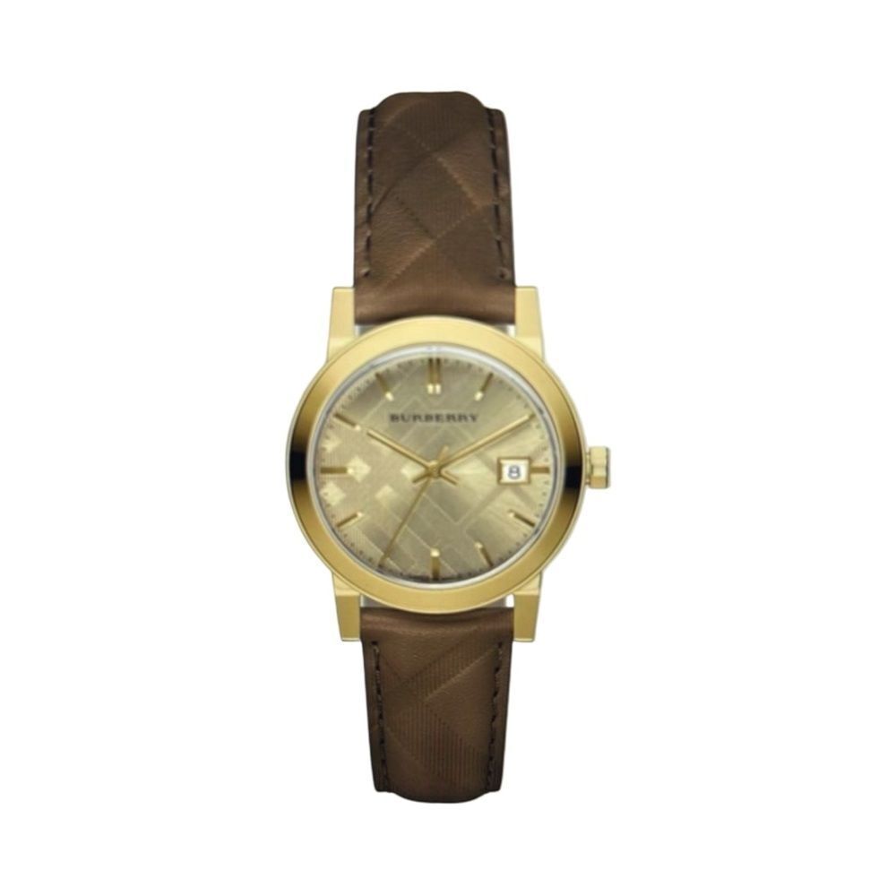 BURBERRY THE CITY ROUND CHECK LEATHER WATCH. - Picture 1 of 9